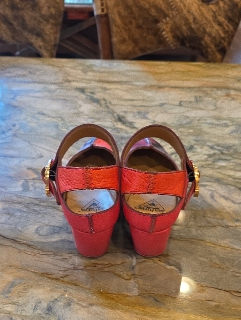 John Fluevog Red Floral Mary Jane Heels - Picture 4 of 7
